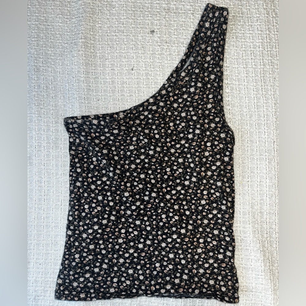 XS American Eagle Floral One-Shoulder Tank Top